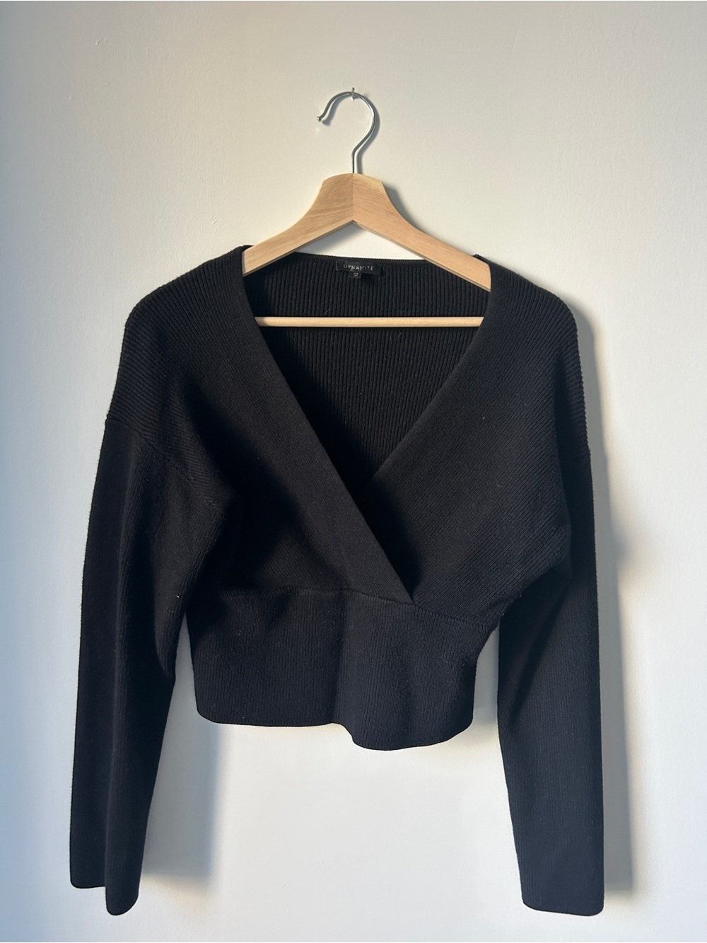 Dynamite Black V-Neck Wrap Knit Sweater